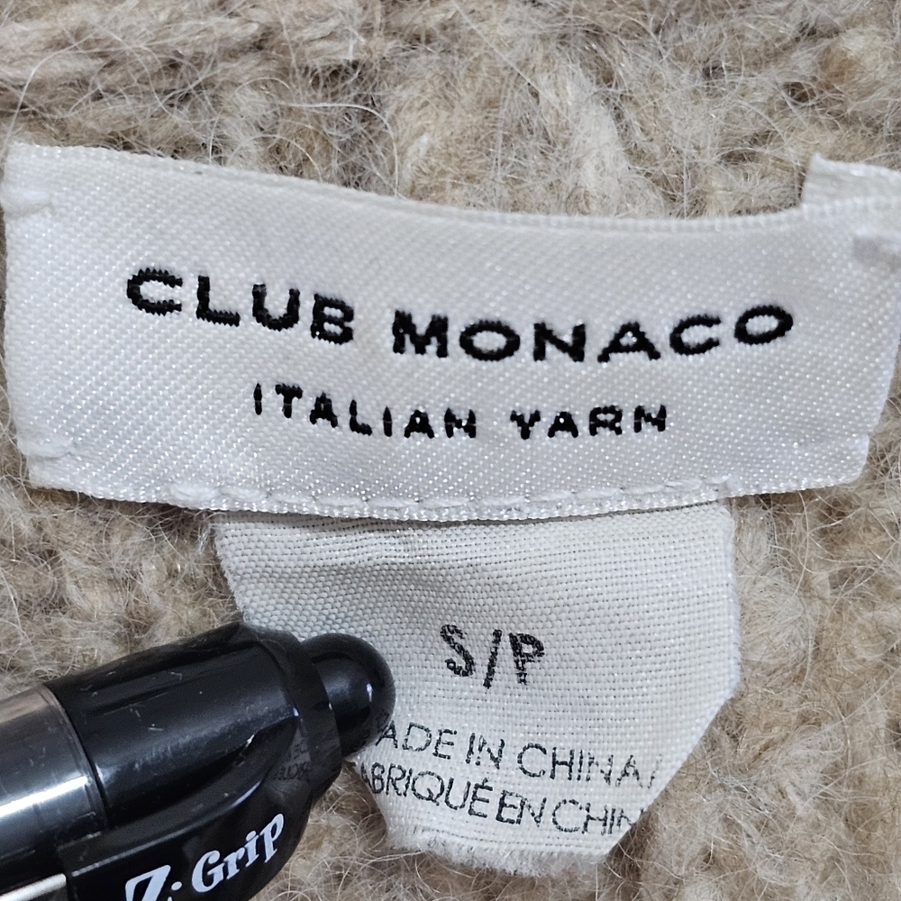 Club Monaco knit sweater open cardigan cream italian yarn size small - Picture 12 of 12